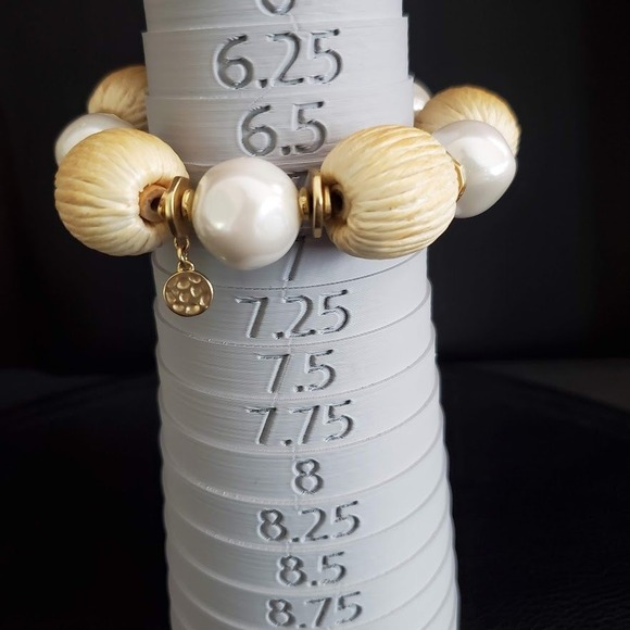 Spartina 449 Bahia Stretch Bracelet with Pearls & Raffia Beads Gold Plate Beachy - Picture 6 of 6